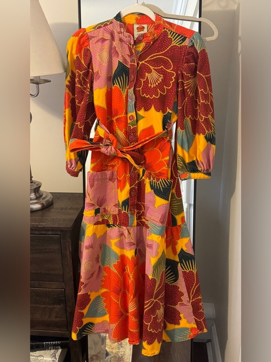 FARM Rio Dresses & Skirts - FARM Rio Multi-Color Floral Midi Dress in Mustard, Burgundy & Pink